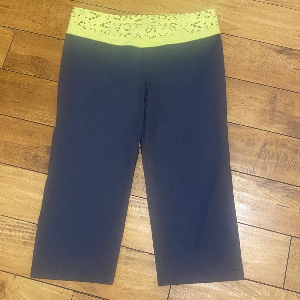 VSX Victoria’s Secret made sexy Charcoal and Neon Yellow Capri